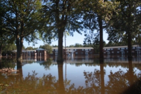 The Windgate Townhose Apartments complex was completely evacuated ahead of rising floodwaters from the Neuse River nearly a week after Hurricane Matthew made landfall.